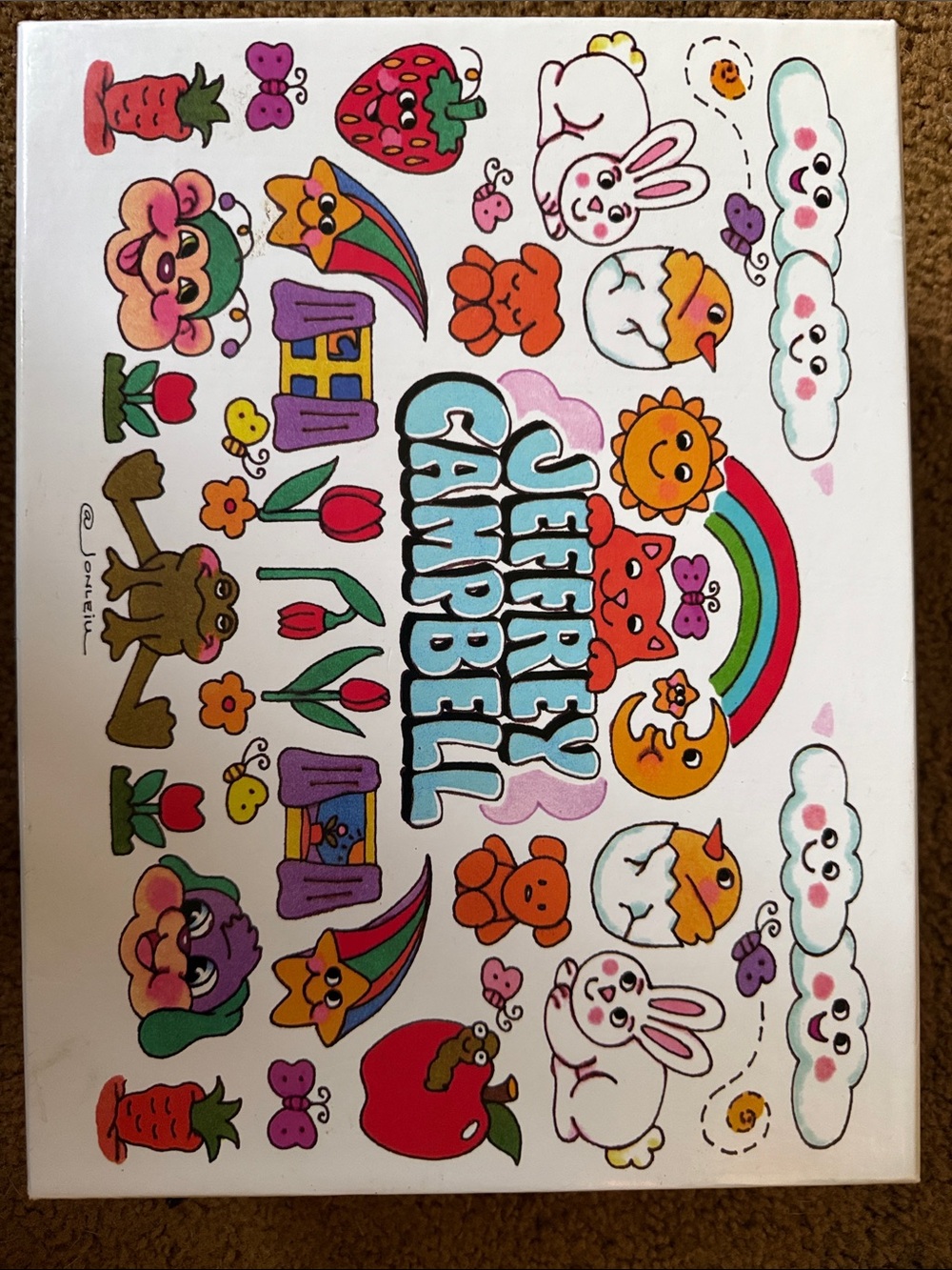 Jeffrey Campbell White & Multicolor Pet Mat - Cute Cartoon Design